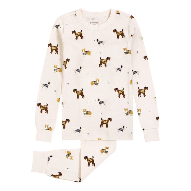 Dogs Two-Piece Tartan Pyjama | Beige