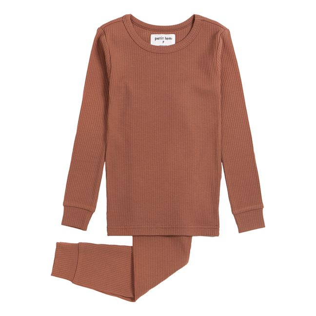 Solid Colour Two-Piece Pyjama  | Terracotta