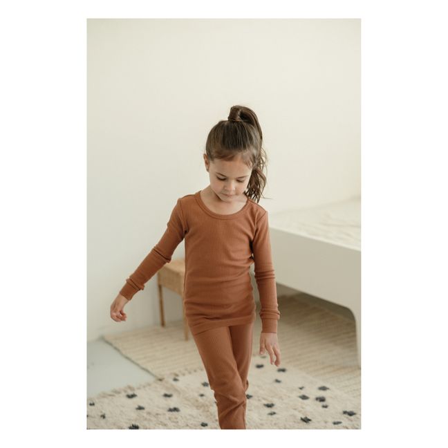Solid Colour Two-Piece Pyjama  | Terracotta