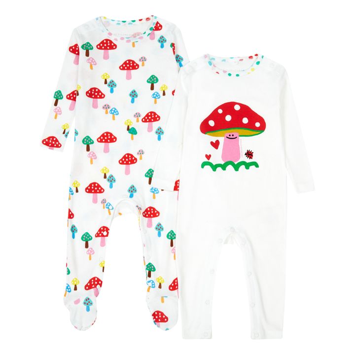 Organic Cotton Mushroom Pyjamas - Set of 2 | White- Product image n°0