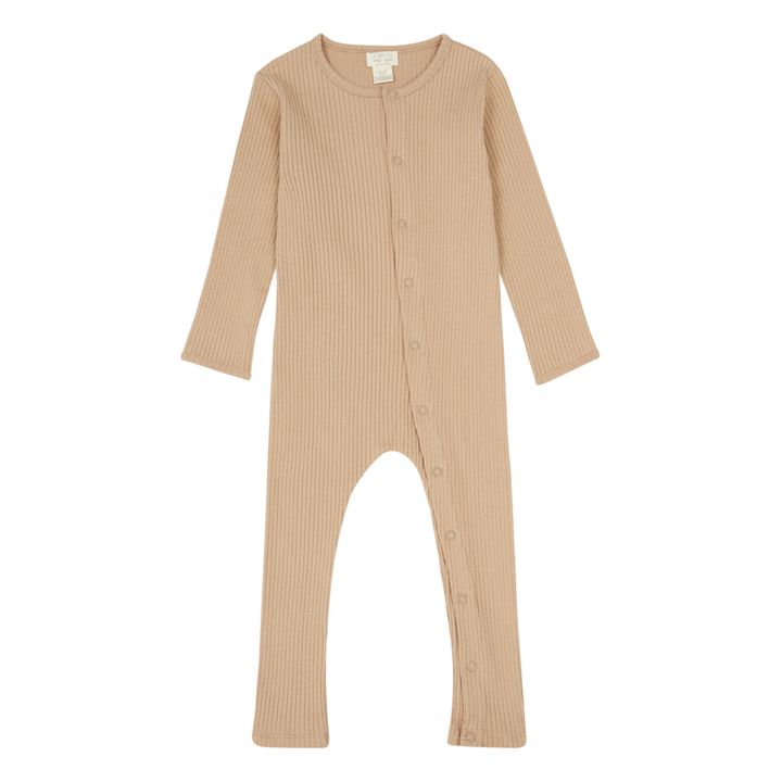 Pyjama ohne Füße Gerippt Bio-Baumwolle | Kamelbraun- Produktbild Nr. 0