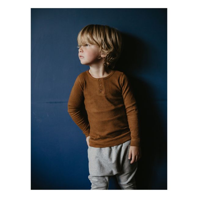 T-shirt Côtelé Coton Bio | Marron