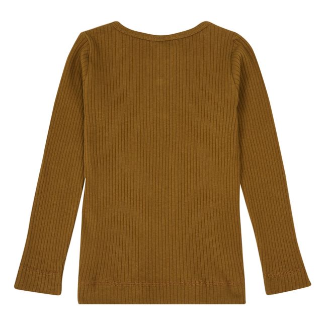 T-shirt Côtelé Coton Bio | Marron