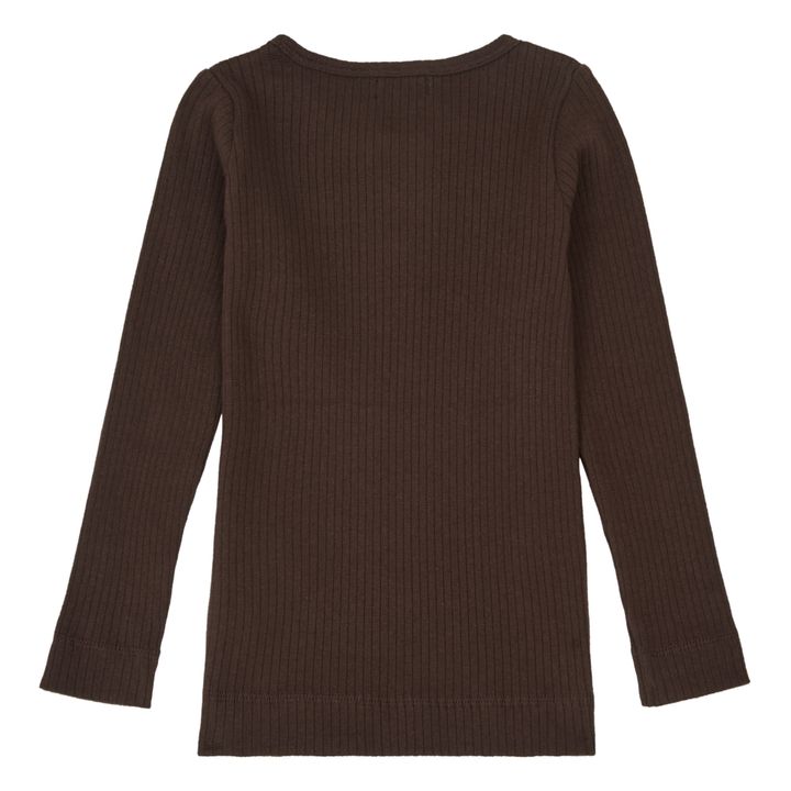 Organic Cotton Ribbed T-shirt Chocolate- Imagen del producto n°3