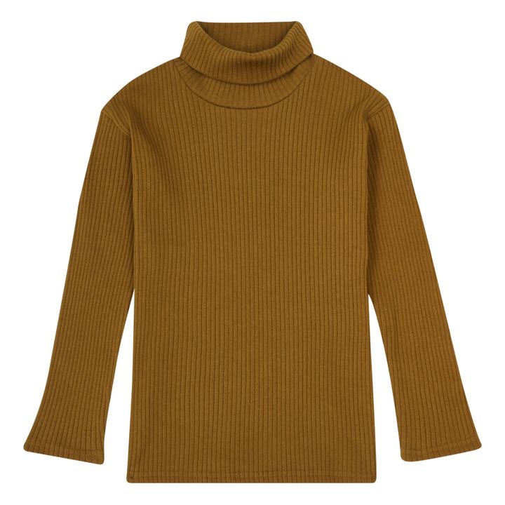 Organic Cotton Polo Neck Knit Jumper | Bronze- Produktbild Nr. 0