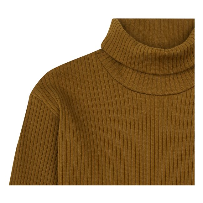 Jersey de cuello alto de punto de algodón ecológico | Bronce