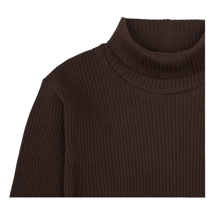 Organic Cotton Polo Neck Knit Jumper | Cioccolato- Immagine del prodotto n°2