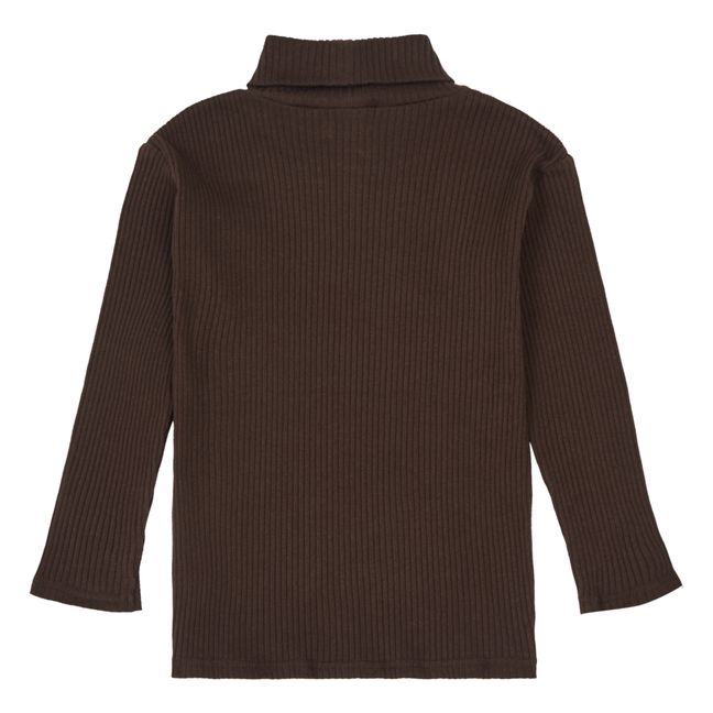 Pull col roulé Maille Coton Bio | Chocolat