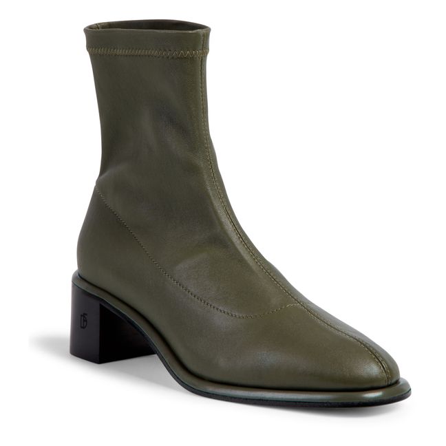 Boots Iris Cuir Vert kaki