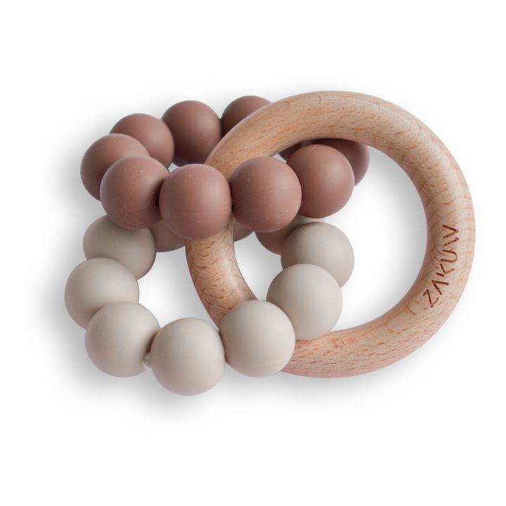 Zakuw Silicone and Beechwood Teething Ring Terracotta Smallable