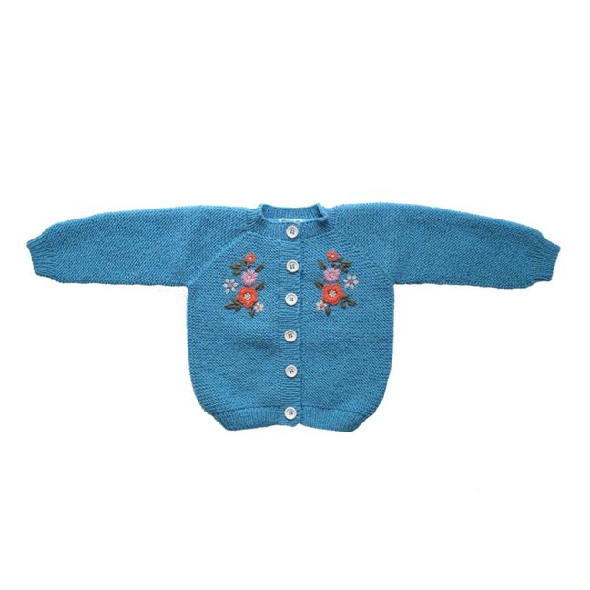 Hand Embroidered Cardigan | Azul Pato