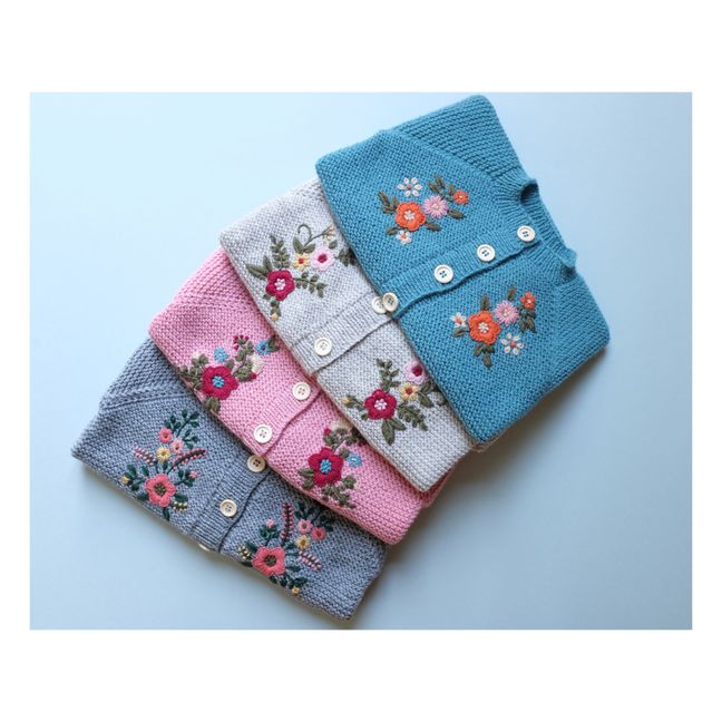 Hand Embroidered Cardigan | Blu anatra