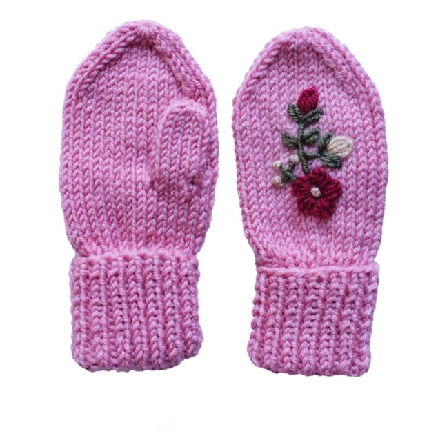 Hand Embroidered Mittens | Pink