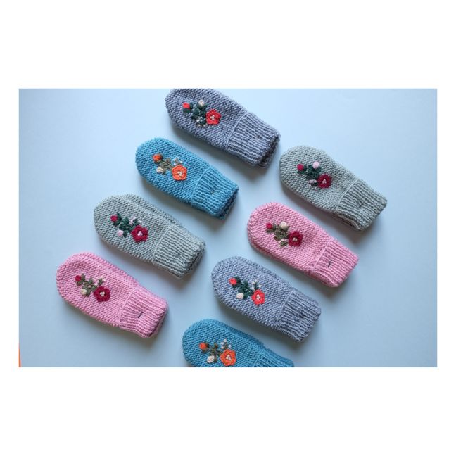 Hand Embroidered Mittens | Blu anatra