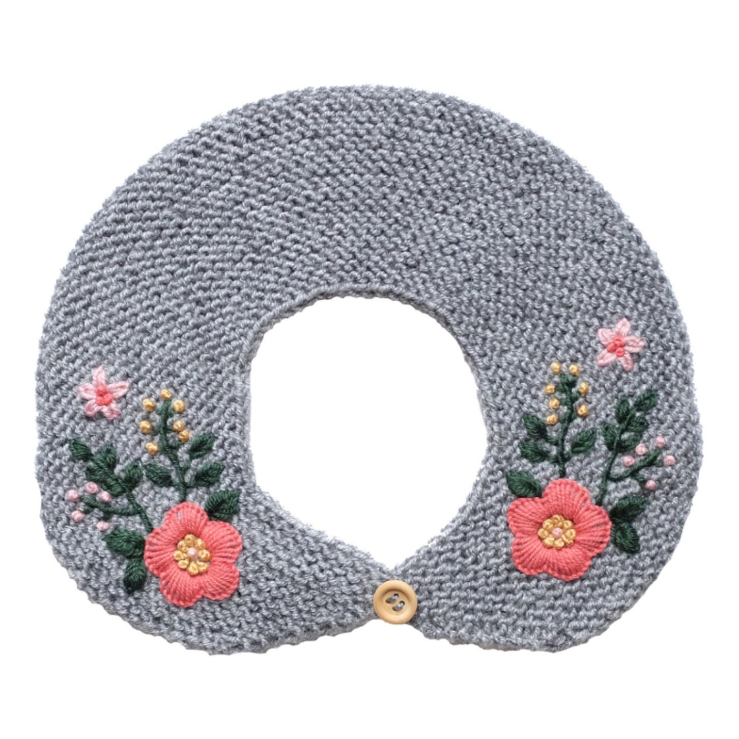 Removable Hand Embroidered Collar | Gris jaspeado claro- Imagen del producto n°0