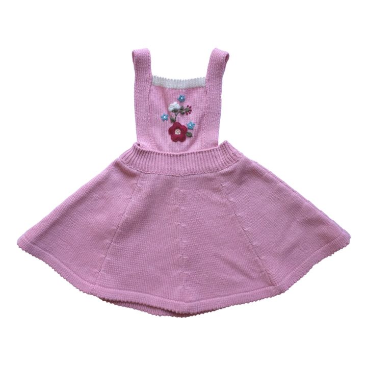 Hand Embroidered Knit Apron Dress | Rosa- Imagen del producto n°0