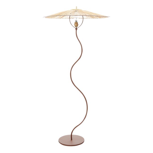 Lampadaire Kaa en métal et raphia | Brun