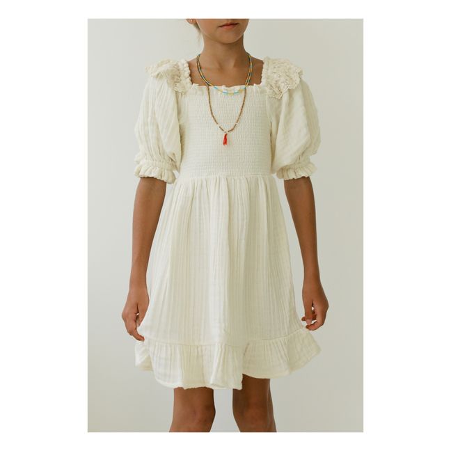 Vestido de gasa de algodón ecológico Greta | Crema