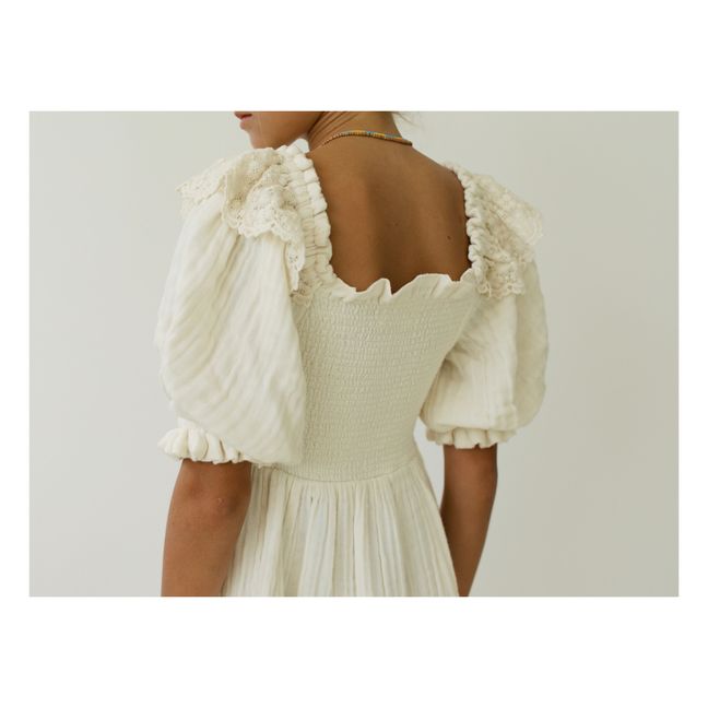 Vestido de gasa de algodón ecológico Greta | Crema