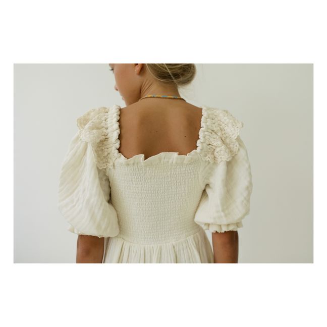 Greta Organic Cotton Muslin Dress | Cremefarben