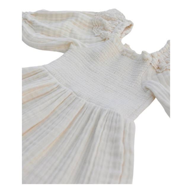 Vestido de gasa de algodón ecológico Greta | Crema