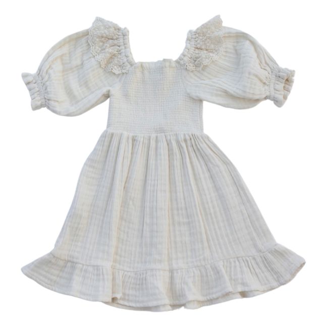 Greta Organic Cotton Muslin Dress | Crema