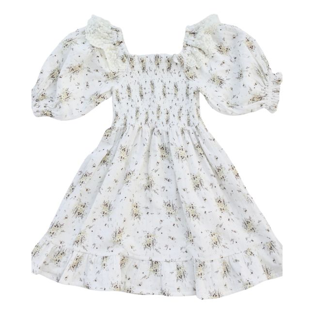 Vestido de gasa floral de algodón orgánico Greta | Crudo
