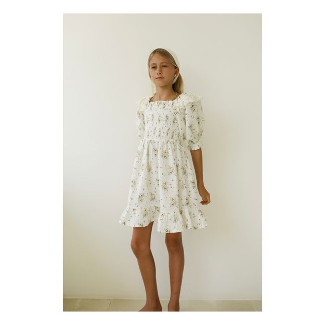 Vestido de gasa floral de algodón orgánico Greta | Crudo