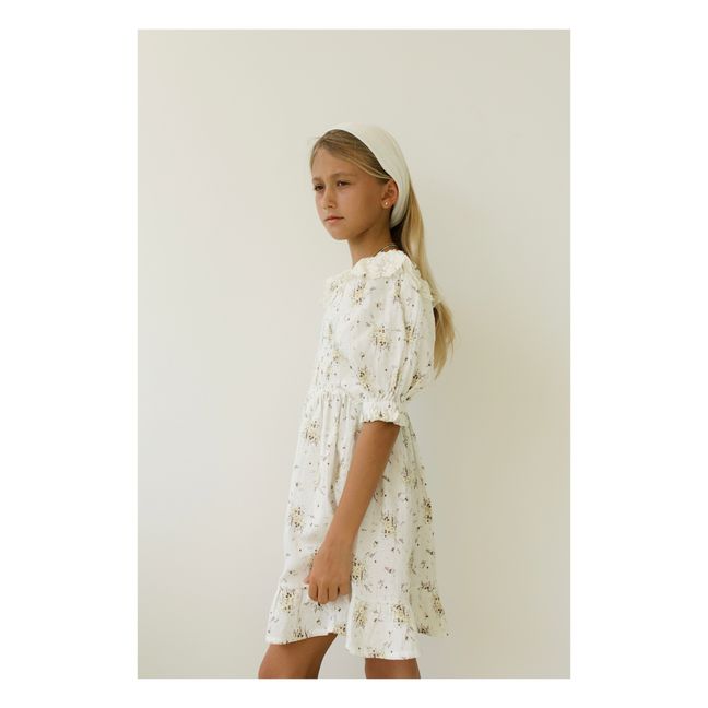 Vestido de gasa floral de algodón orgánico Greta | Crudo