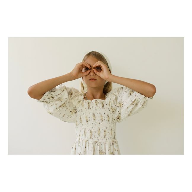 Vestido de gasa floral de algodón orgánico Greta | Crudo