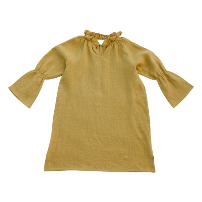 Vestido de lino Dalia | Ocre