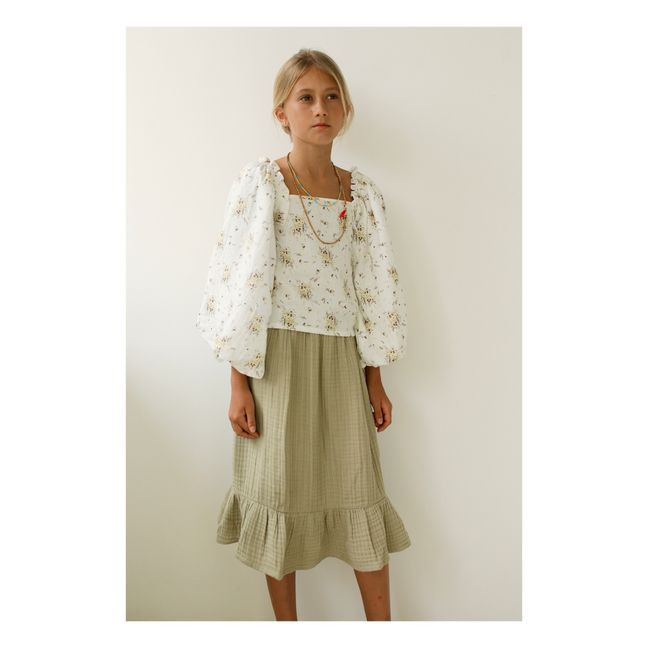 Blusa floral de gasa de algodón Louilian | Crudo