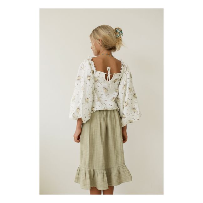 Blouse Gaze de Coton Fleurie Louilian | Ecru