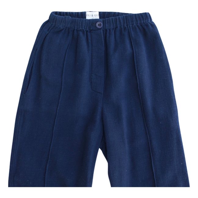 Hassan Linen Trousers | Navy blue