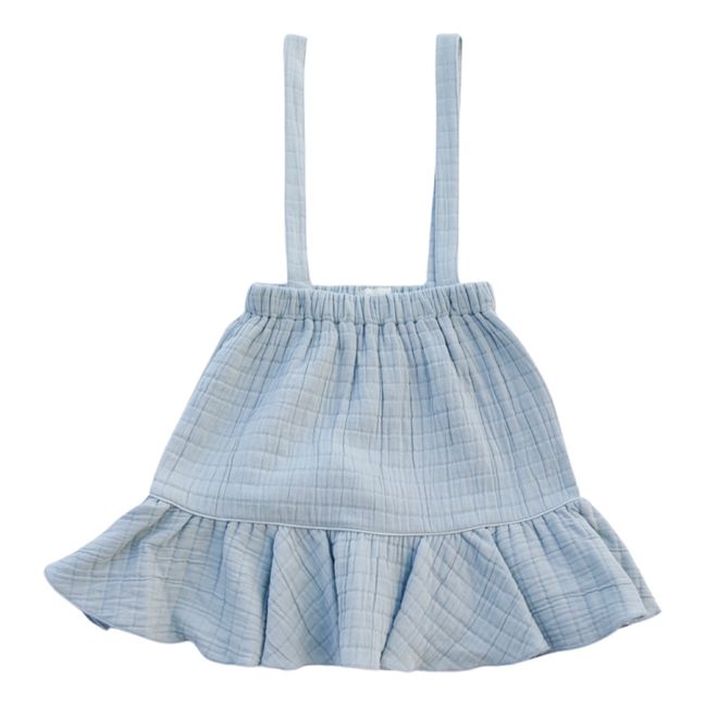 Romeo Organic Cotton Muslin Suspender Skirt | Azzurro