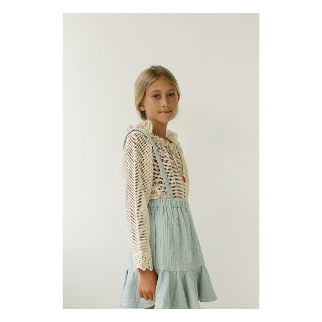 Romeo Organic Cotton Muslin Suspender Skirt | Light blue