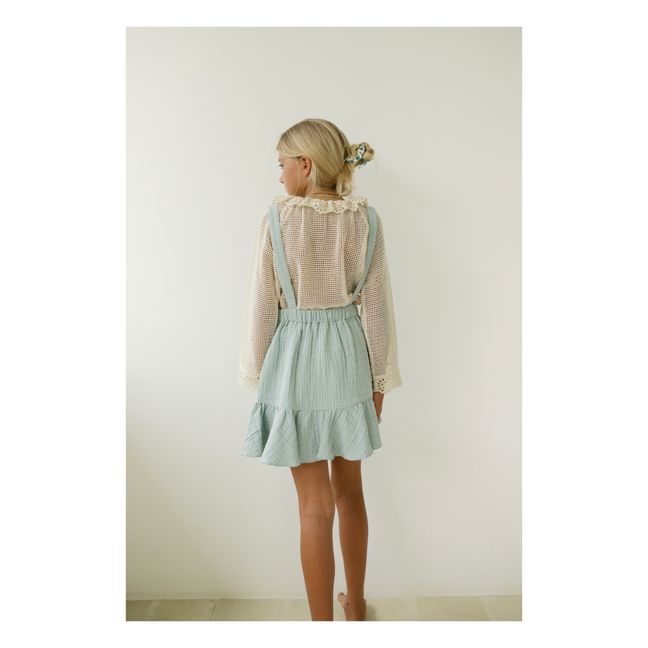 Romeo Organic Cotton Muslin Suspender Skirt | Azzurro