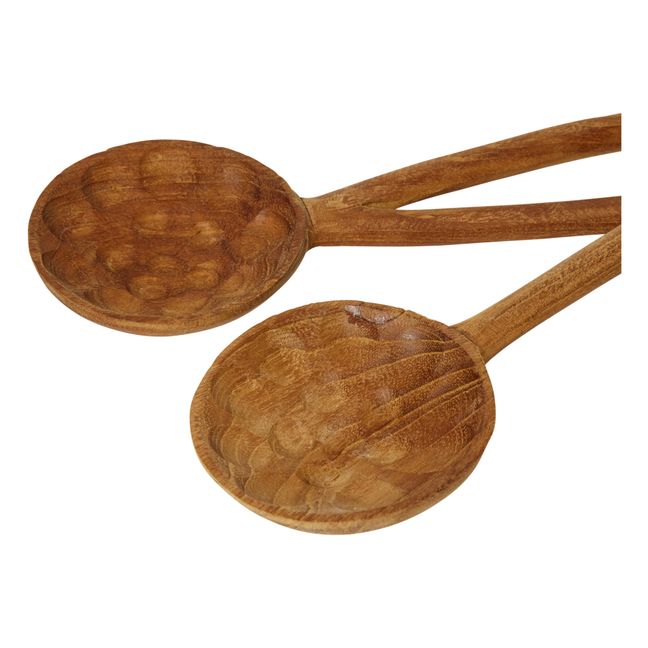 Rustikales Salatbesteck - 2er-Set | Teak