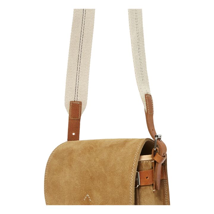 Sac Cabas Estellon En Dentelle De Cuir Suède - Couleur Beige/camel - Occasion