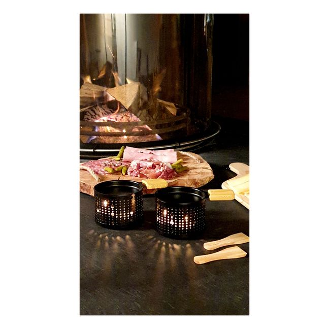 Set di 4 raclette singole con candela | Nero