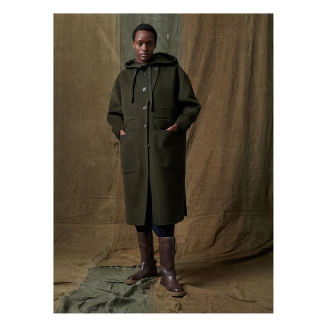 Cappotto Raoul in lana Double Face | Verde militare