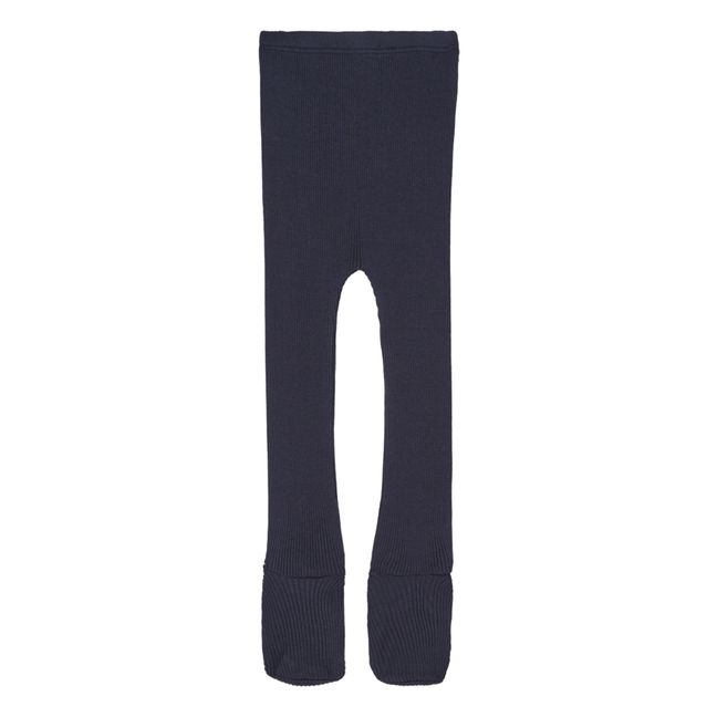 Bamse Silk and Cotton Leggings with Booties | Navy blue