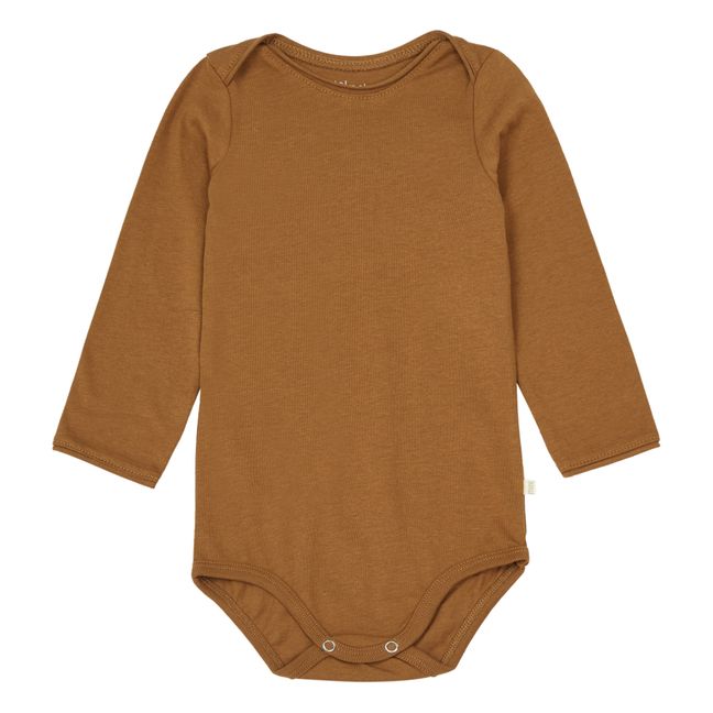 Norra Organic Cotton Baby Bodysuit | Camel
