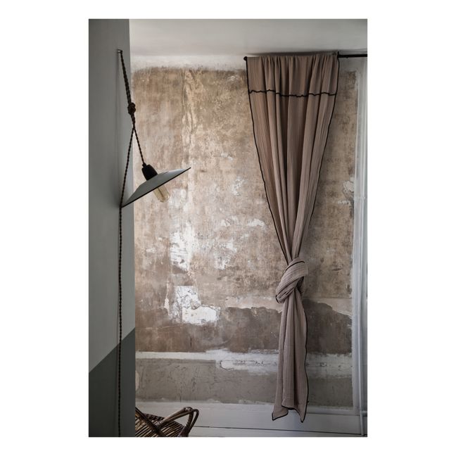 Rideau en double gaze de coton bio | Brun