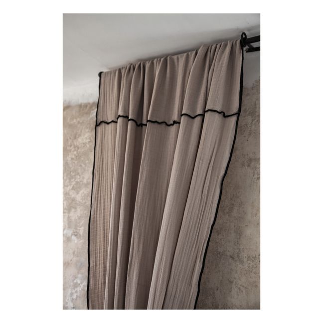 Rideau en double gaze de coton bio | Brun