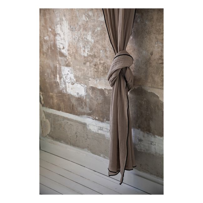 Rideau en double gaze de coton bio | Brun