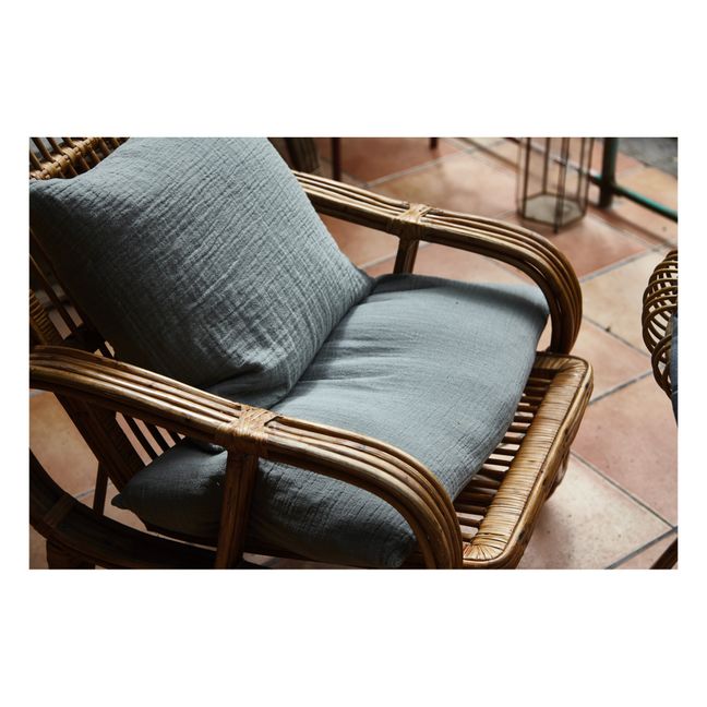 Coussin en jacquard de coton bio | Vert forêt