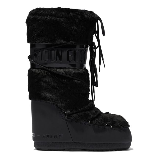 Icon Faux Fur Moon Boots Negro