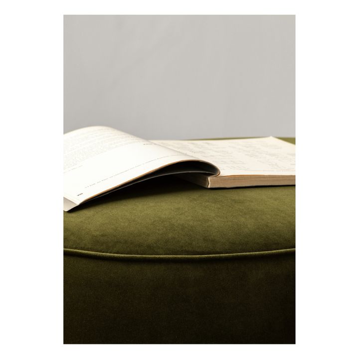 Cairn Velvet Pouffe | Dark green- Product image n°1