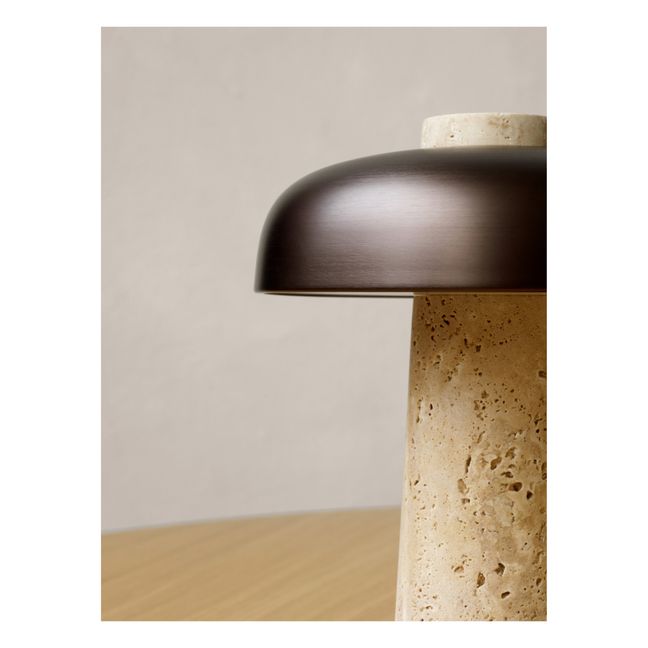 Lampe à poser Reverse en travertin | Bronze